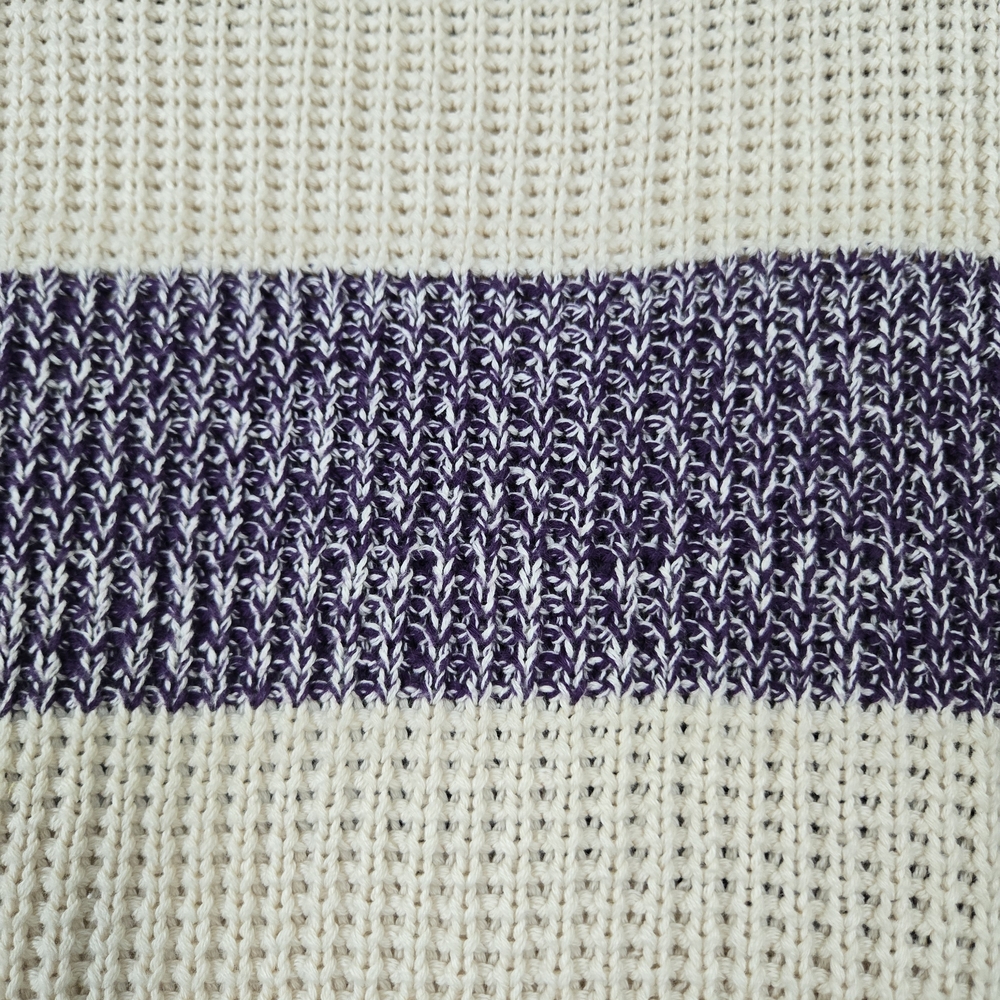 Cambridge Classics Mervyn's Vtg Men's Purple Ivory Striped Cable‎ Knit Sweater L - Picture 6 of 6
